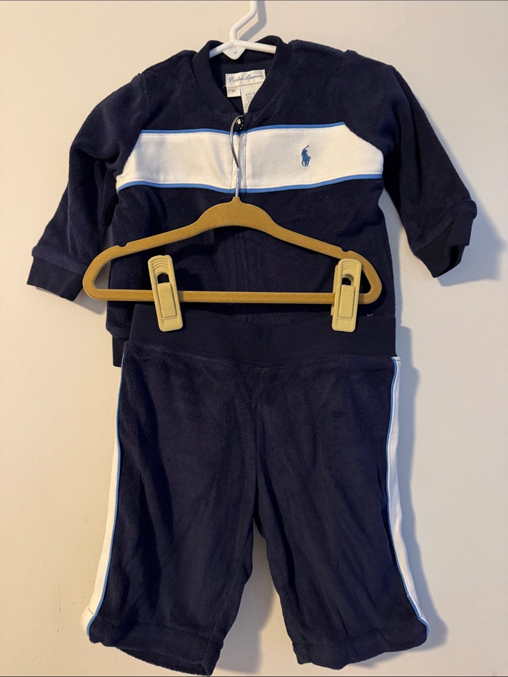 Ralph Lauren Navy & White Toddler Zip Hoodie and Shorts Set